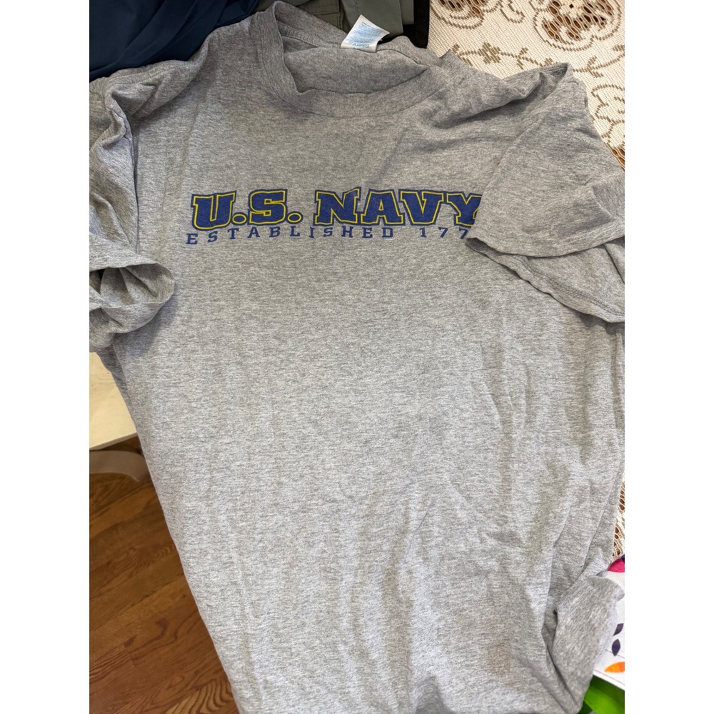 Delta Pro Weight US Navy Established 1775 Graphic T-Shirt Gray XL Mens